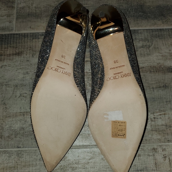 Jimmy Choo Women's Metallic Aurora Bronze Glitter Kitten Heel 38 - Picture 5 of 5
